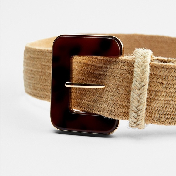 🌹NWOT. Zara Natural Jute Wide Elastic Belt. Size 34. - Picture 2 of 5
